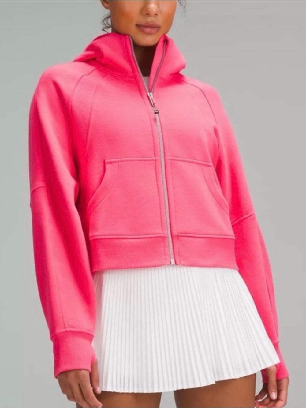 lululemon XS/S Scuba Oversized Full Zip Waist Length Hoodie Glaze Pink